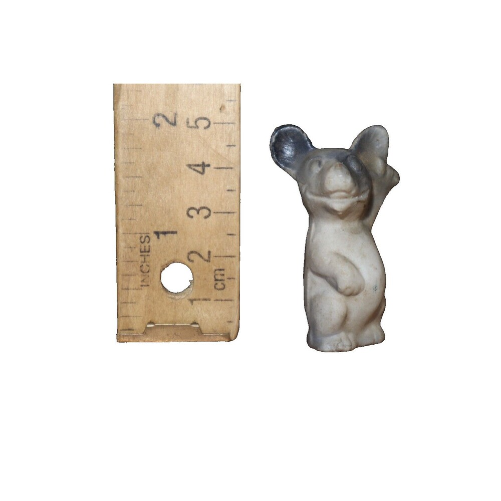 Ceramic Mouse Rat Gray Ceramic 2” Figurine Waving Germany